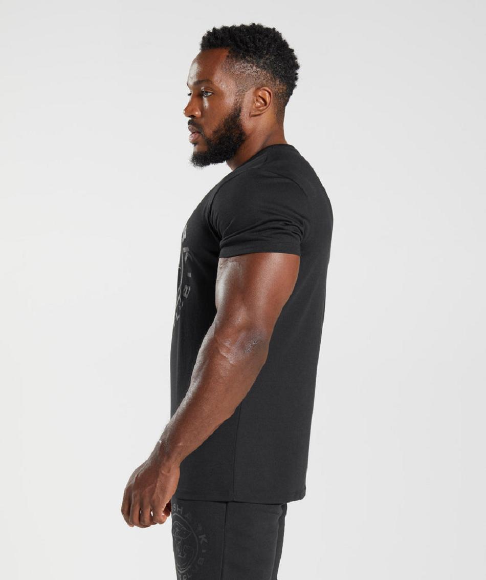 T Shirts Męskie Gymshark Legacy Czarne | PL 3834NWY